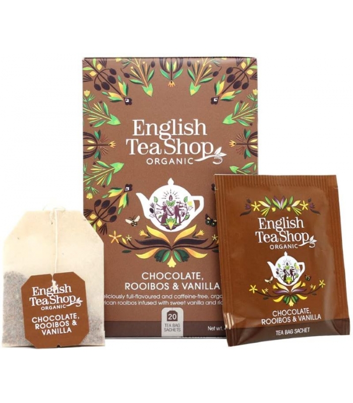 Té Rooibos con Chocolate y Vainilla BIO 40gr. English Tea Shop. 6un. Delicat Gourmet