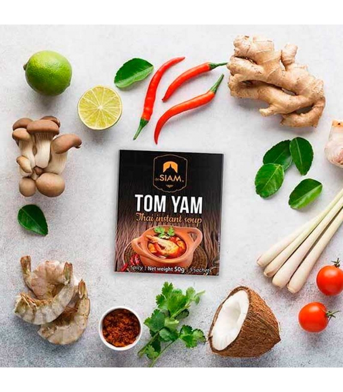 Ingredientes Sopa Tom Yam instantánea  deSIAM. Delicat Gourmet