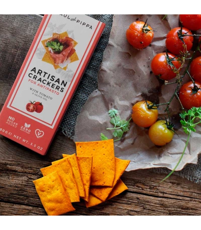 Artisan Crackers con Tomate 130gr. Paul & Pippa. 10un. Delicat Gourmet